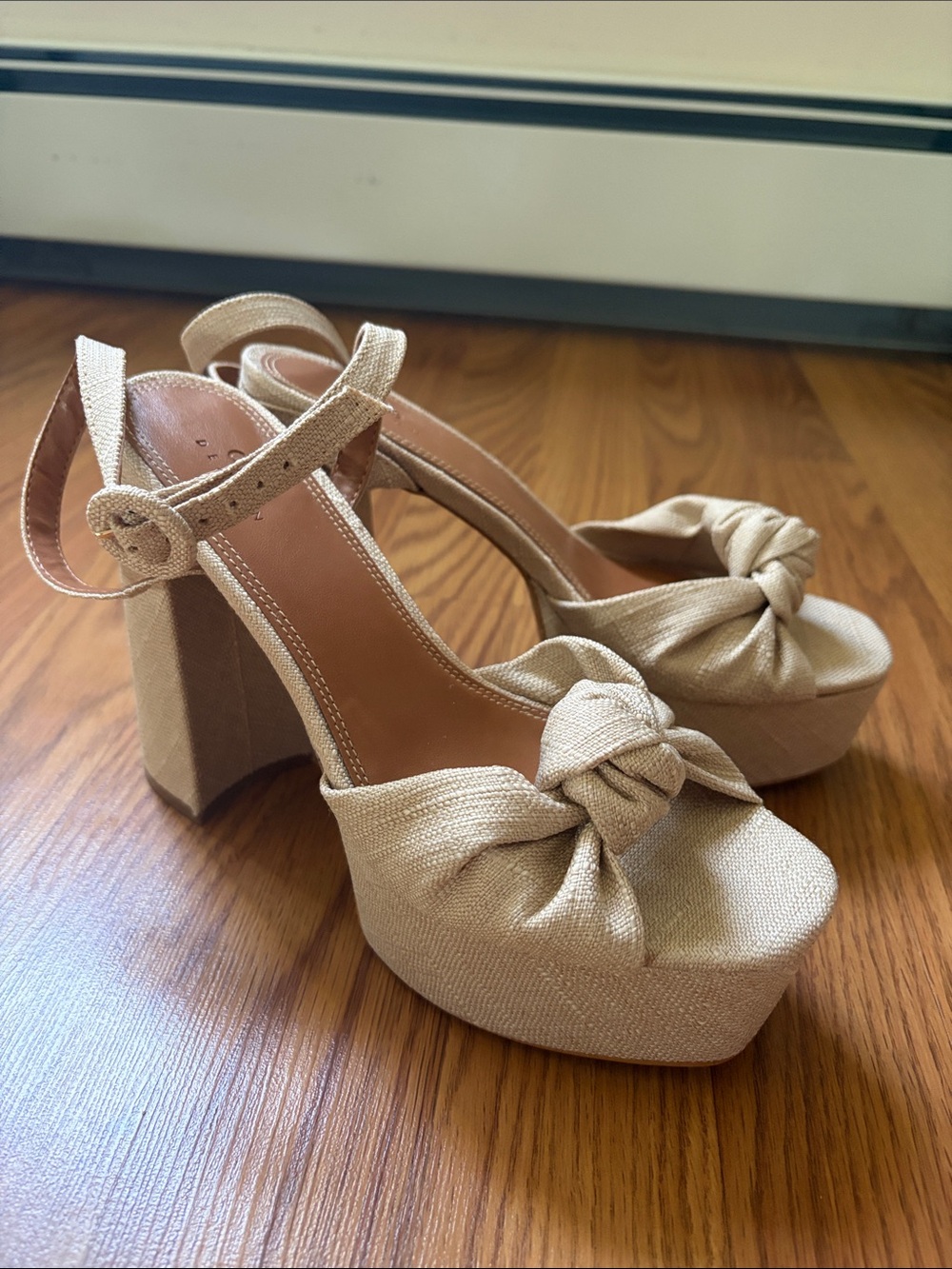 ASOS Beige Knotted Platform Sandals with Ankle Strap
